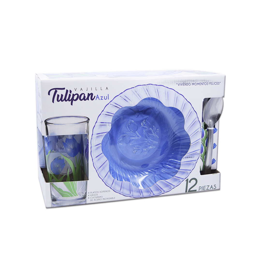 VAJILLA TULIPAN AZUL